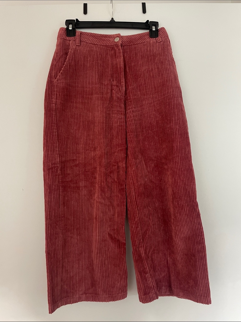 Cropped Wide-Leg Corduroy Pants - Rose